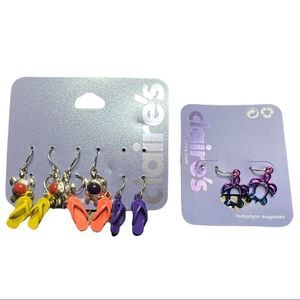 🍁3 for 25 🍁Claire's 6 Pair of Turtle Flip Flop Drop Earrings NWT New on Card